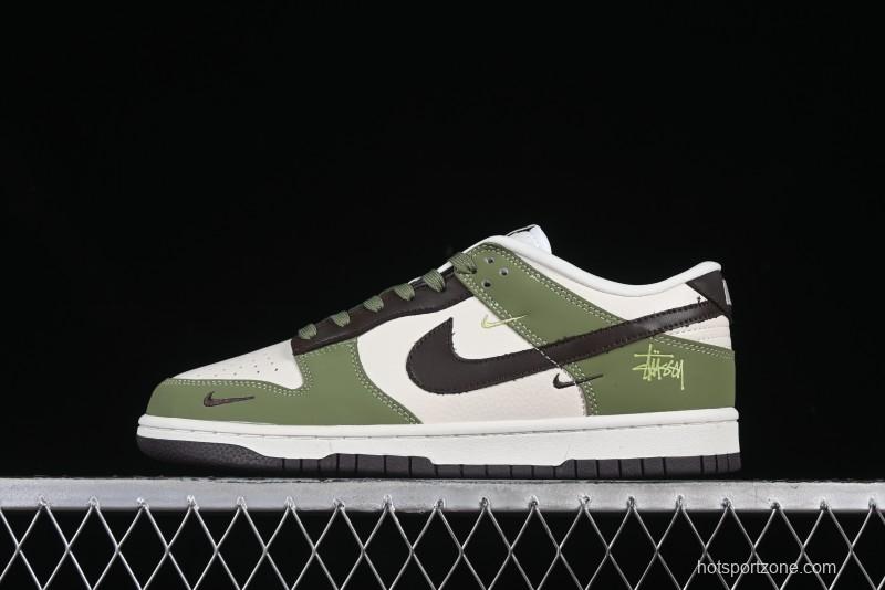 Nike SB Dunk Low Stussy Anniversary Edition Custom Sneakers in White Green Black - KK1333-020
