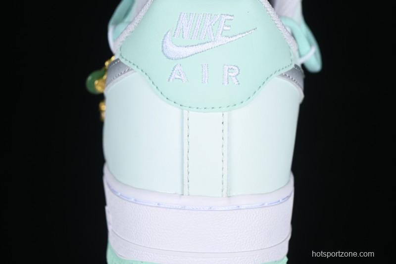 Nike Air Force 1 '07 Low Gold-Inlaid Jade Casual Sneakers with Strap - XV7981-476