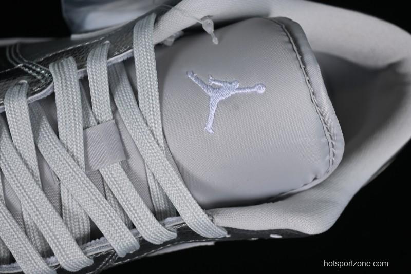 Nike Air Jordan 1 Low "Metallic Silver" Casual Sneakers with Metallic Finish - FN5030-001