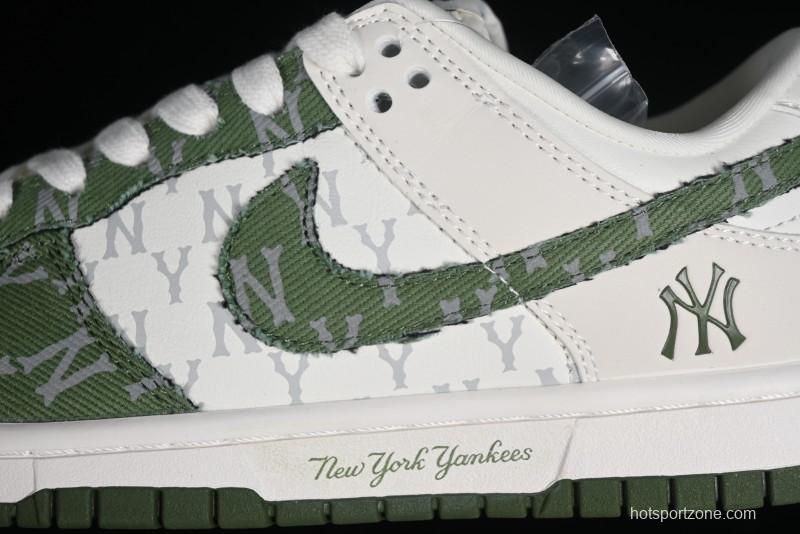 Nike SB Dunk Low MLB Collaboration - Green Denim Anniversary Custom Low-Top Casual Skate Shoes - DQ1098-345