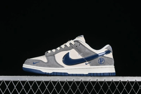 Nike SB Dunk Low VLONE Collaboration Grey White Blue Swoosh Anniversary High-End Custom Low-Top Casual Sneakers - KK1688-089