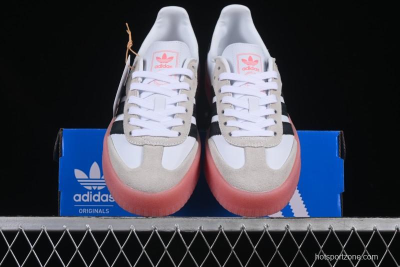 Adidas Samba Classic – White/Black with Pink Translucent Sole