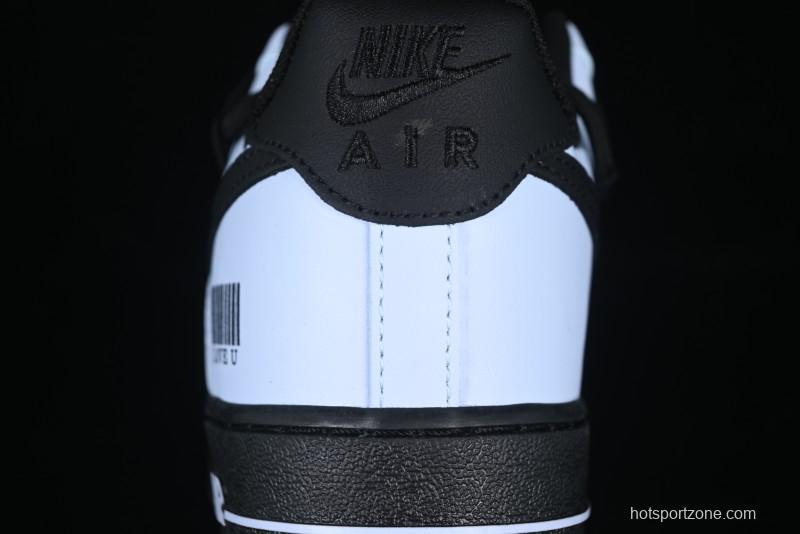 Custom "I Love U" Black & White Sneakers - Sleek Barcode Design