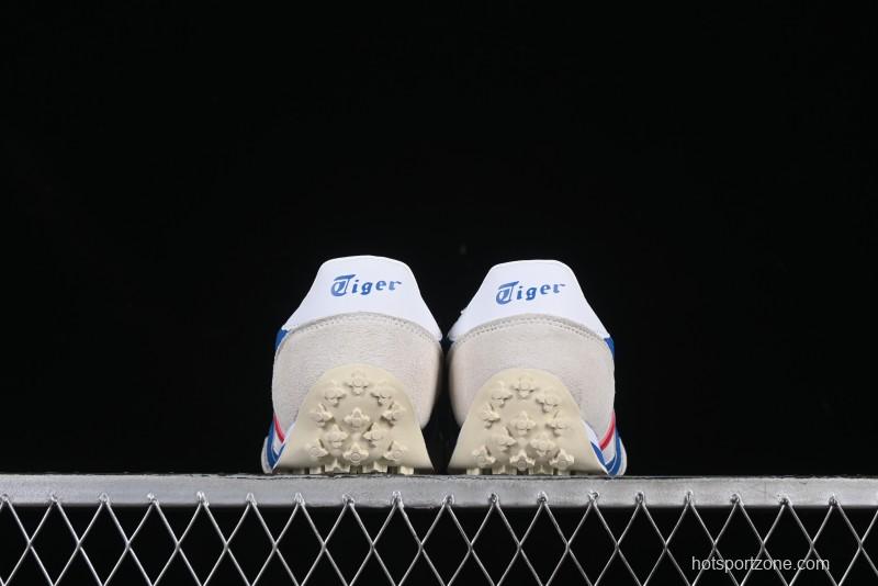 Onitsuka Tiger Vintage Runner Sneakers - White/Grey with Blue & Red Accents