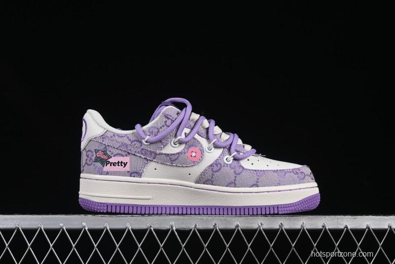 Nike Air Force 1'07 Low "Purple Star" Custom Casual Sneakers - BD7700-220
