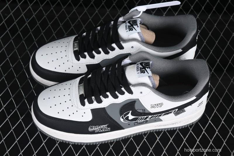 Nike Air Force 1 MVP "Rock Plan" Custom Edition - Black & White