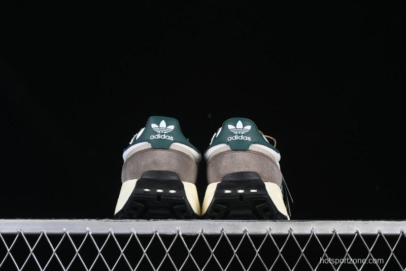 Adidas Retro-Inspired Sneakers - White, Grey & Green with Boost Sole