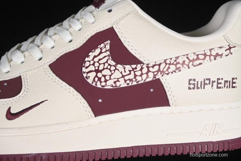 Nike Air Force 1'07 Low Supreme Collaboration Rice Wine Red Casual Sneakers - KK1988-070