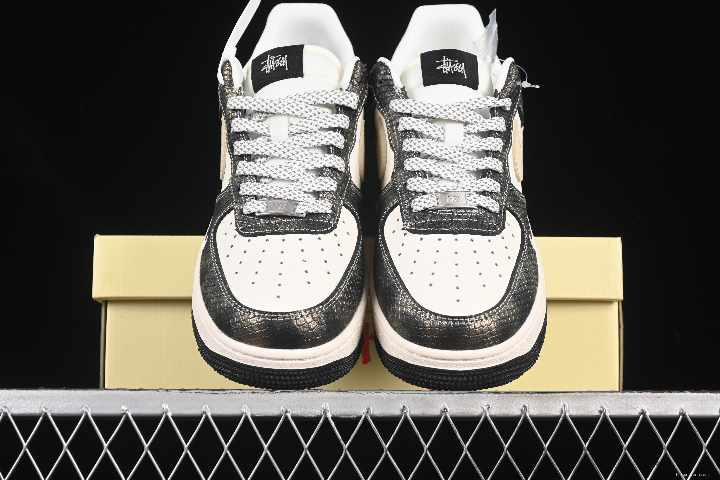 Nike Air Force 1 '07 Low Stussy Collaboration Gradient Snake Print Casual Sneakers - XS1958-556