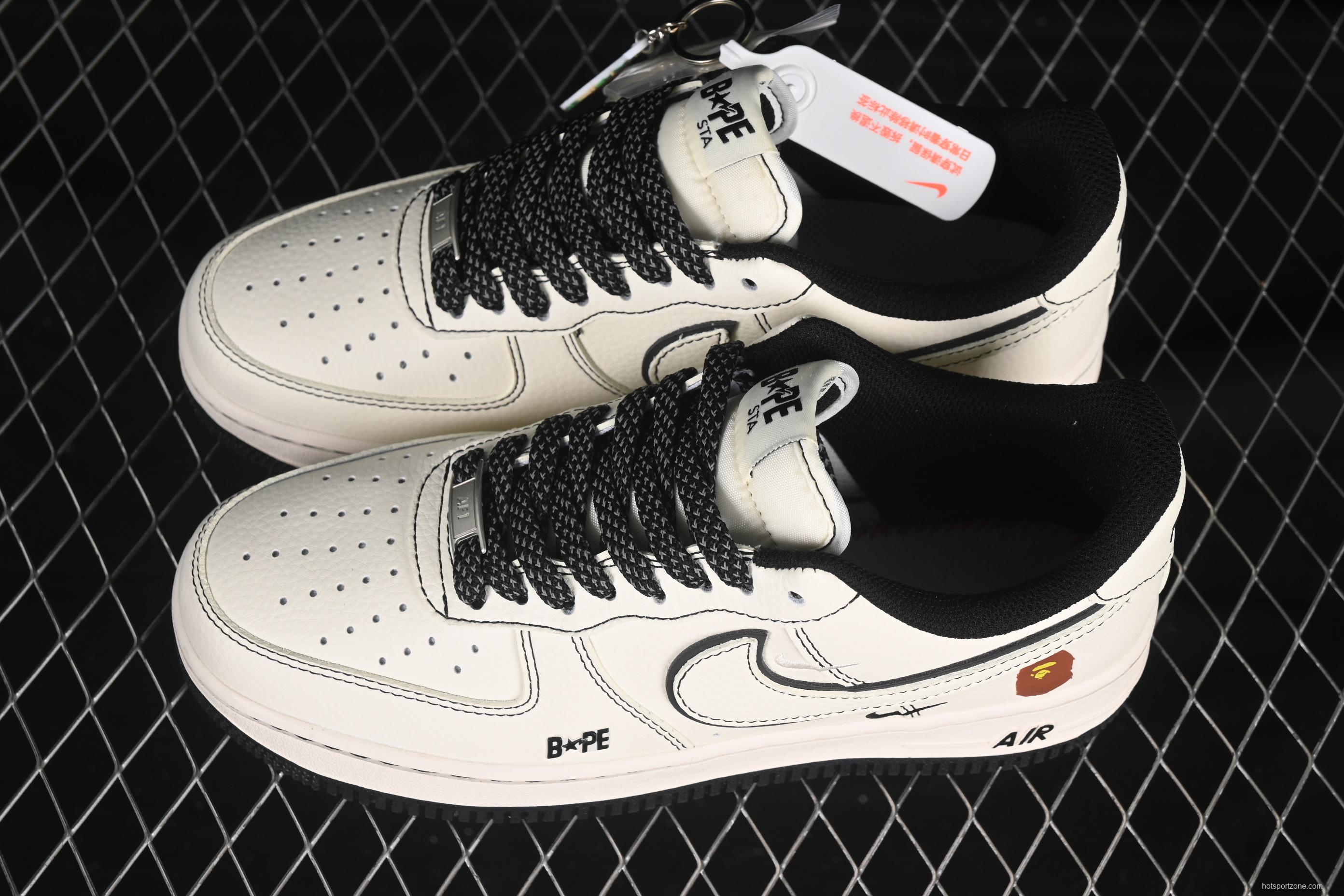 Nike Air Force 1 '07 Low Bape Collaboration Black Line Starry Sky Casual Sneakers - HH7518-067