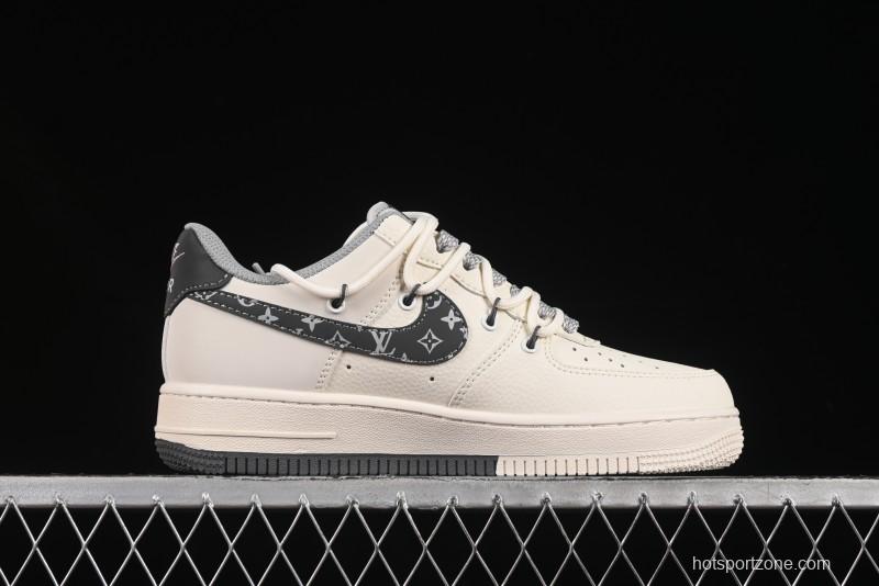 Nike Air Force 1 '07 Low LV Collaboration Two-Tone Grey Pattern Lace-Up Casual Sneakers - DM6868-063