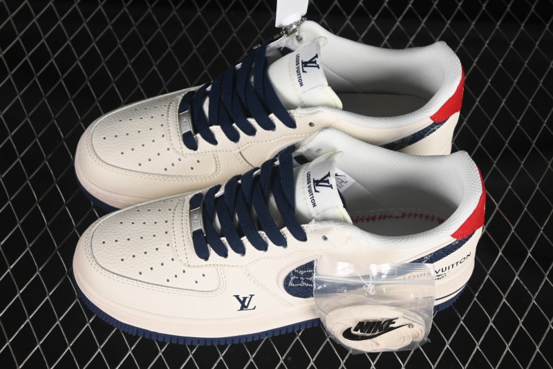 Nike Air Force 1'07 Low LV Collaboration Blue Denim Swoosh Casual Sneakers - XX3168-128