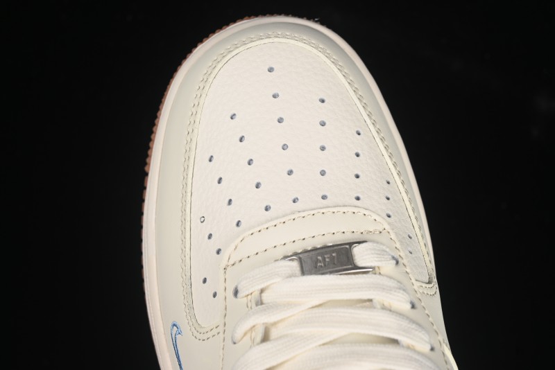 Nike Air Force 1 '07 Low Supreme Collaboration Blue Swoosh Gum Sole Casual Sneakers - XS1958-547