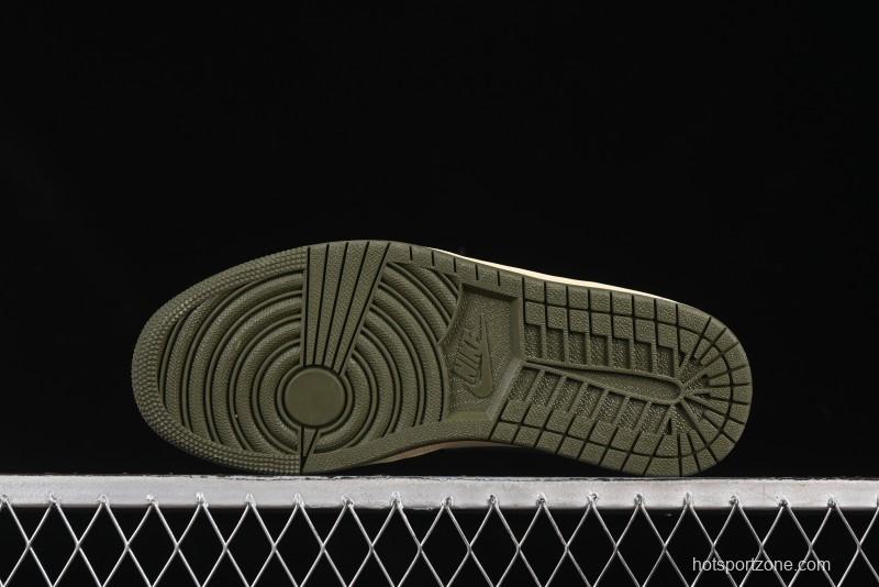 Nike Air Jordan 1 Low AJ1 Military Green White Casual Lifestyle Sneakers - DC0774-122