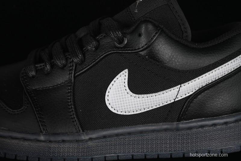 Nike Air Jordan 1 Low AJ1 Basketball Shoes Black White Canvas Leather Panel - HV5968-001