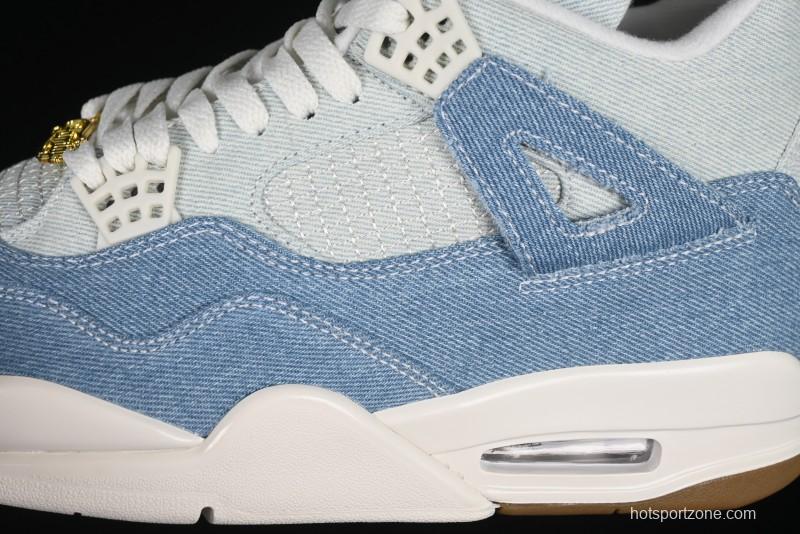 Nike Air Jordan 4 Retro Denim "Worn Blue" Sneakers with Distressed Wash Finish - IB6716-100
