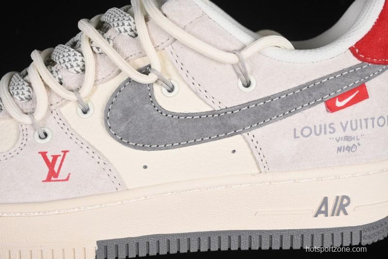 Nike Air Force 1 '07 Low LV Collaboration Two-Tone Red Heel Drawstring Casual Sneakers - DM6868-084