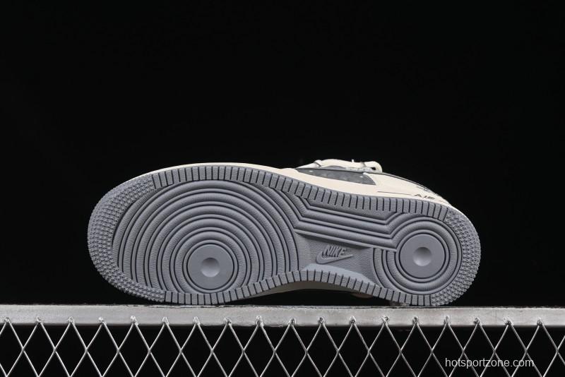 Nike Air Force 1 '07 Low Stussy Collaboration Grey Diamond Lace-Up Casual Sneakers - DM6868-072