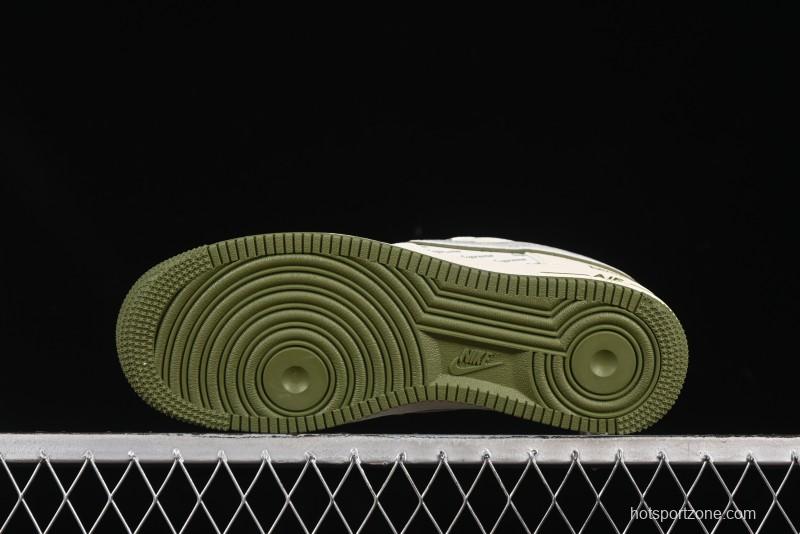 Nike Air Force 1 '07 Low Supreme Collaboration Military Green Multi Swoosh Casual Sneakers - XX3168-148