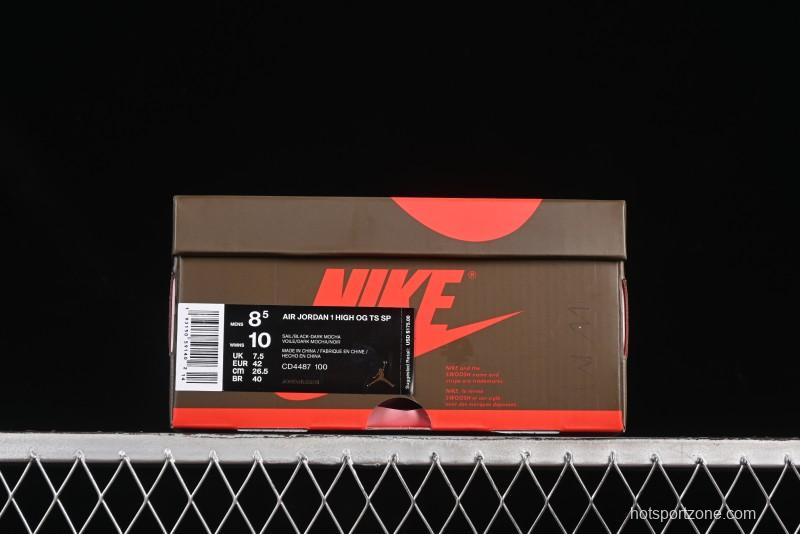Nike Travis Scott x Air Jordan 1 High OG AJ1 Reverse Swoosh Limited Edition - CD4487-100