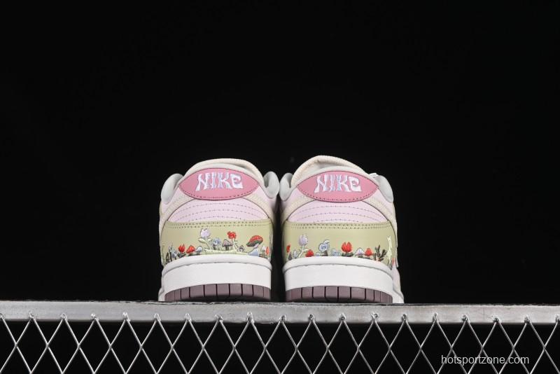 Nike Dunk Low Mushroom Floral-Themed Low-Top Casual Skate Shoes - IB8876-661