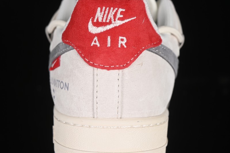 Nike Air Force 1 '07 Low LV Collaboration Two-Tone Red Heel Drawstring Casual Sneakers - DM6868-084