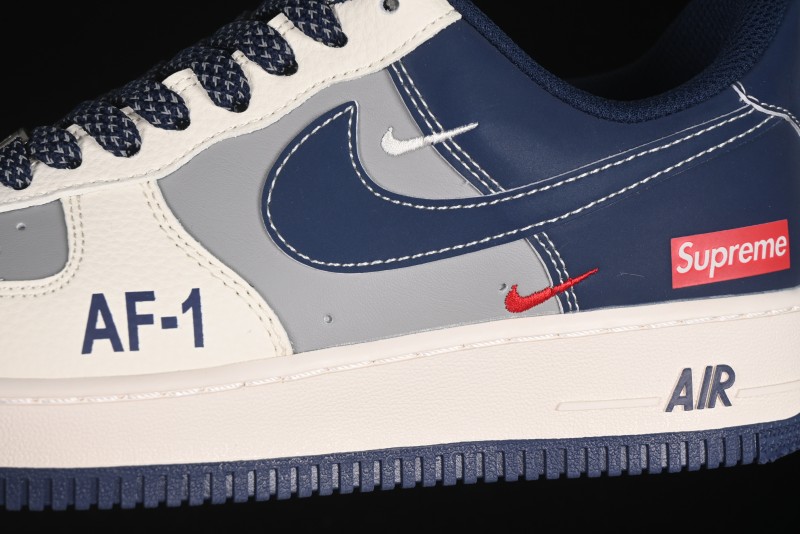 Nike Air Force 1 '07 Low Supreme Collaboration Grey Blue Casual Sneakers - HH7518-054