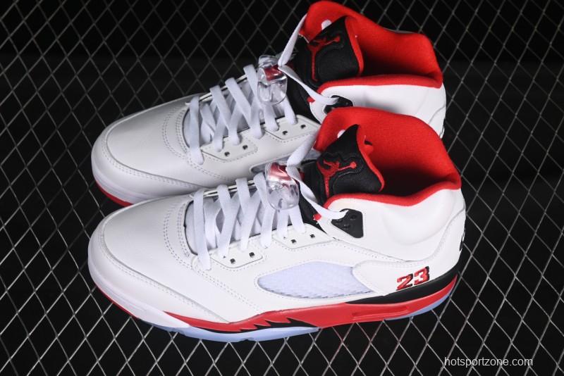 Nike Air Jordan 5 Retro Basketball Shoes Fire Red Black Tongue - HQ7978-101