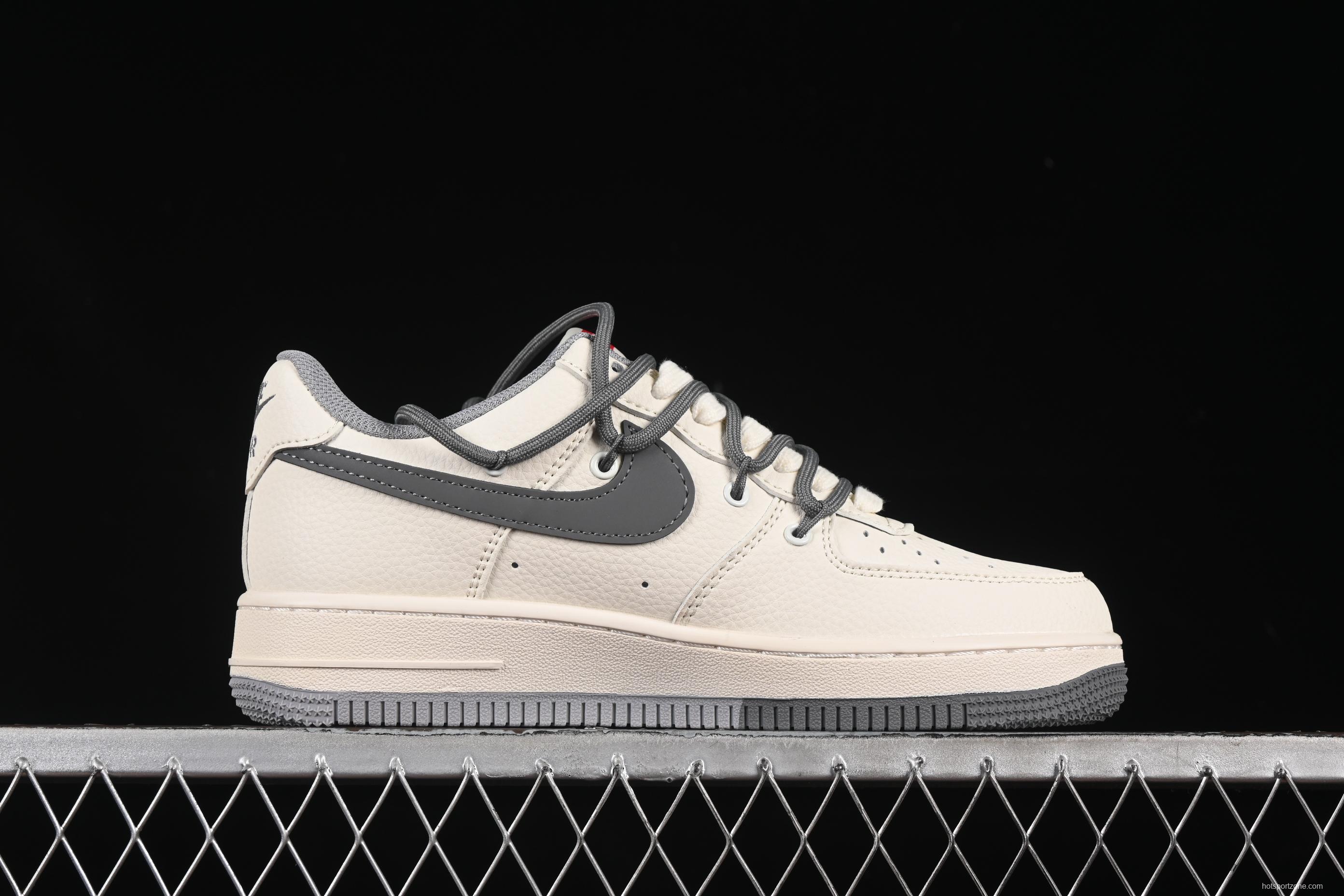 Nike Air Force 1 '07 Low Supreme Collaboration Dual-Tone Gray Lace-Up Casual Sneakers - DM6868-071