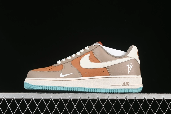 Nike Air Force 1 '07 Low TS Collaboration Grey Brown with Mini Swoosh Casual Sneakers - LW9279-006