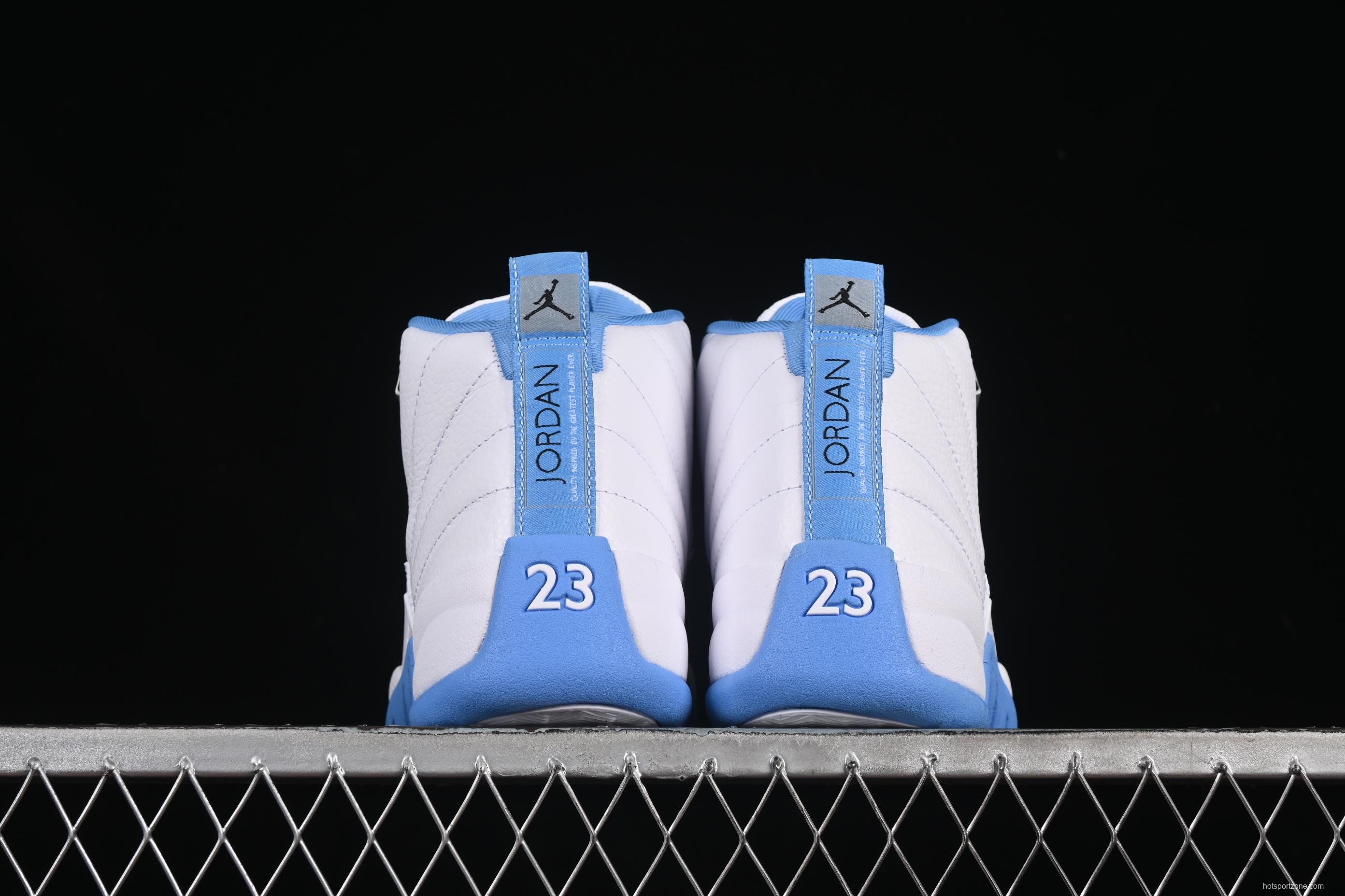 Nike Air Jordan 12 Retro Basketball Shoes in White University Blue - CT8013-112