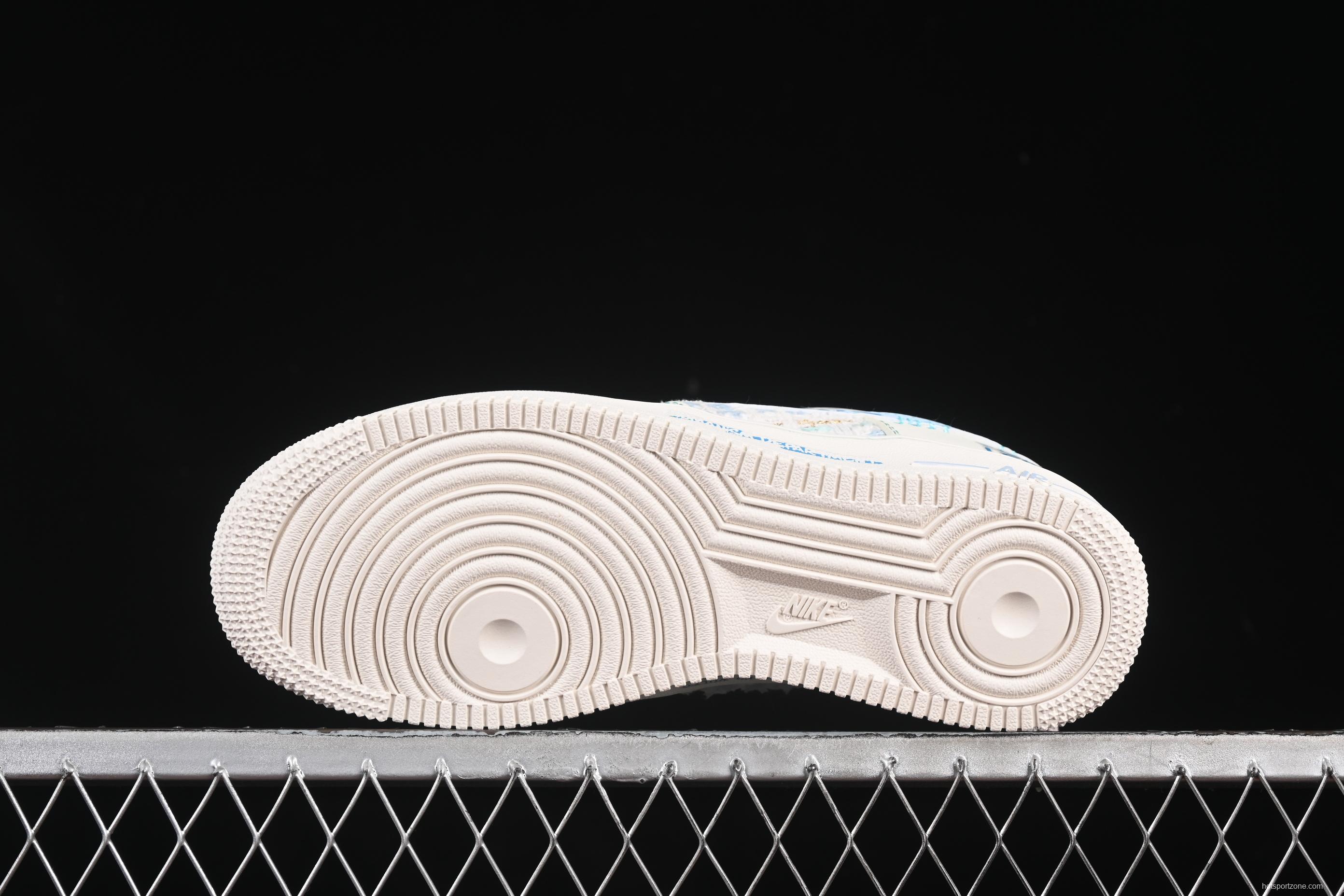 Nike Air Force 1'07 Low "Love Words" Casual Sneakers with Blue Romantic Design - FJ7740-510