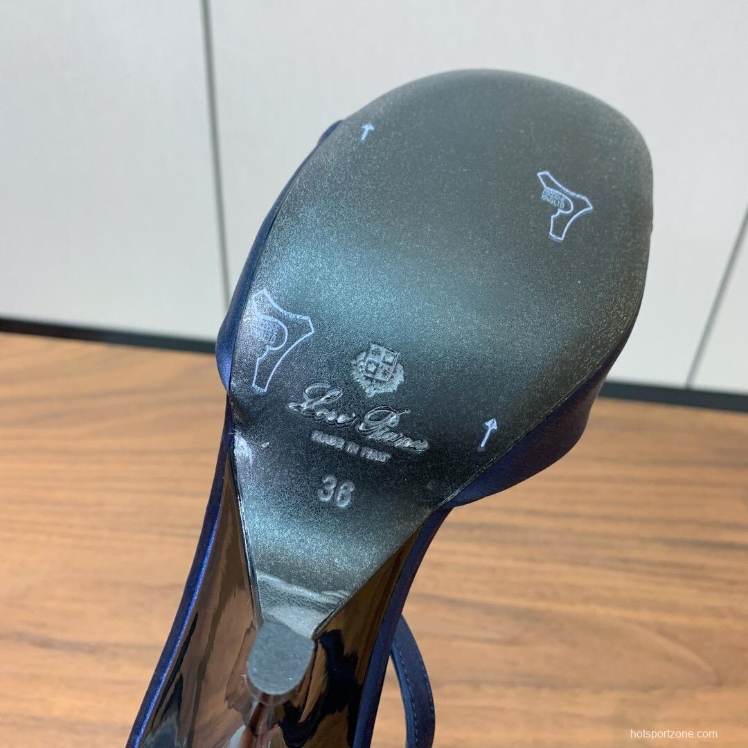 2025 Women Le Parmentier Navy Silk Sandals KFY00280