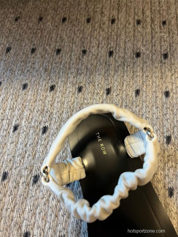 2025 Women The Row White Leather Flat Sandals