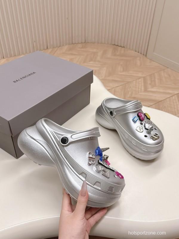 2025 Unisex Balenciaga Silver EVA Rubber Clog Embellished LY00330(F)/LY00340(M)