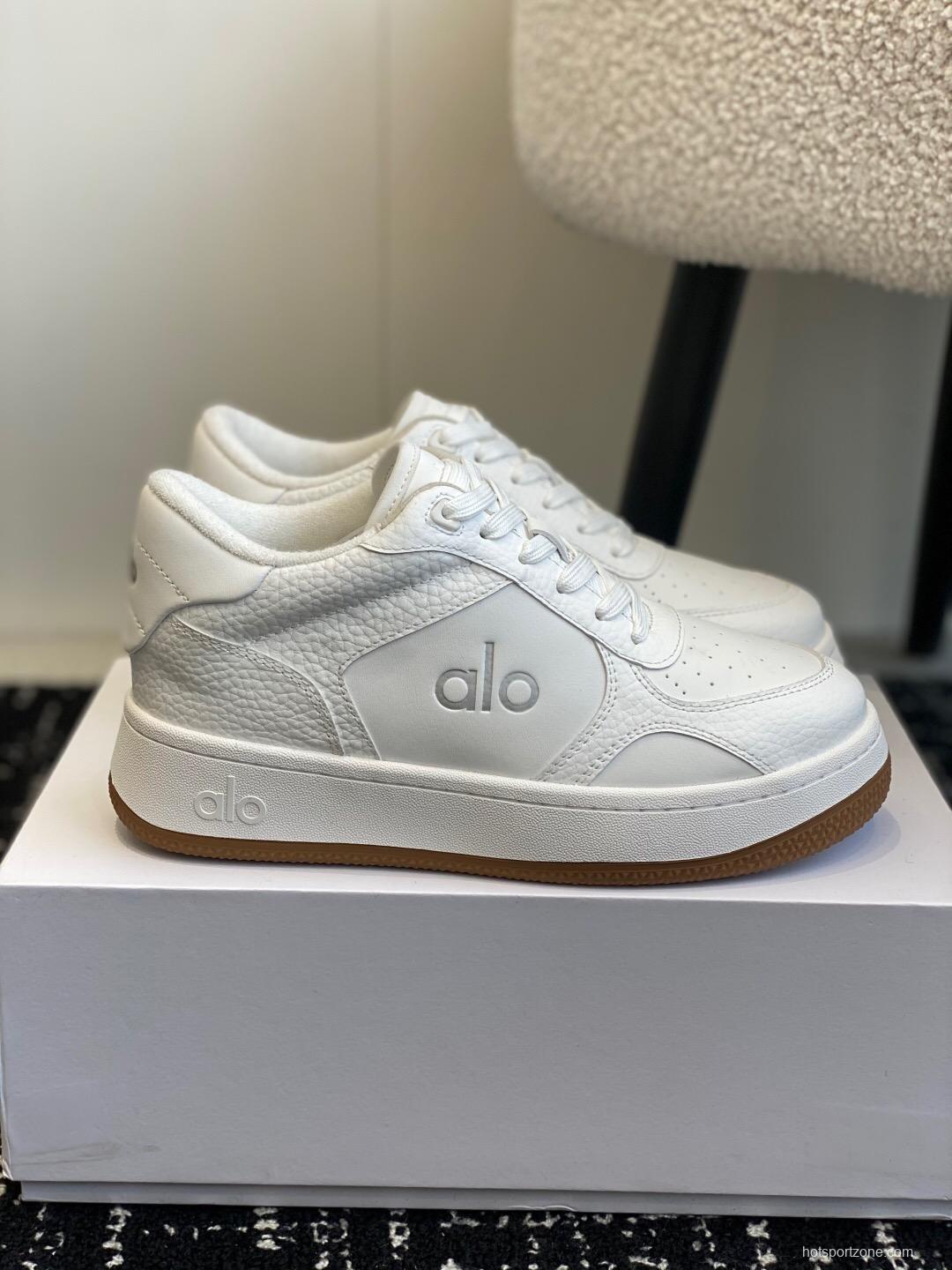 2025 Women Alo White Leather Casual Sneakers KFY00280