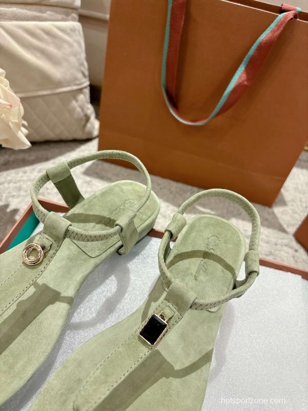 2025 Women LP Light Green Suede Sandals LY00360