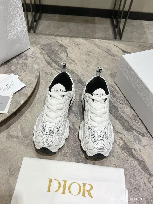 2025 Women Dior White Black Mesh Leather Sneakers