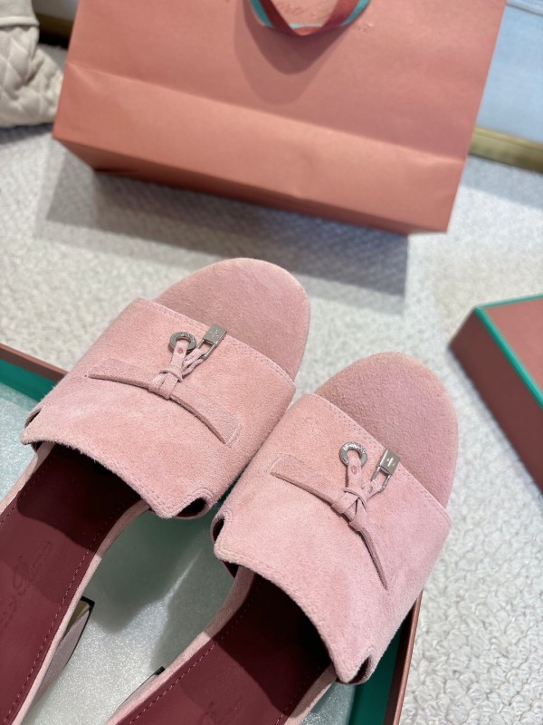 2025 Women LP Pink Suede Heeled Mules