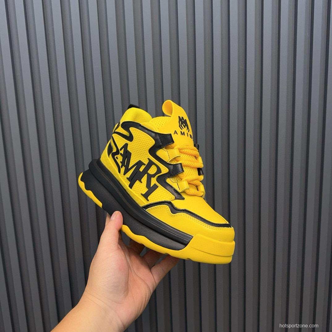 2024 Unisex Amiri Yellow Black Leather Sneakers MJ00410
