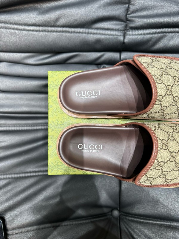 2024 Slippers Gucci Brown Canvas Slippers MJ00200