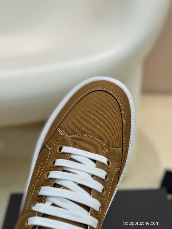 2024 Unisex Yves Saint Laurent Brown Canvas Leather Casual Sneakers