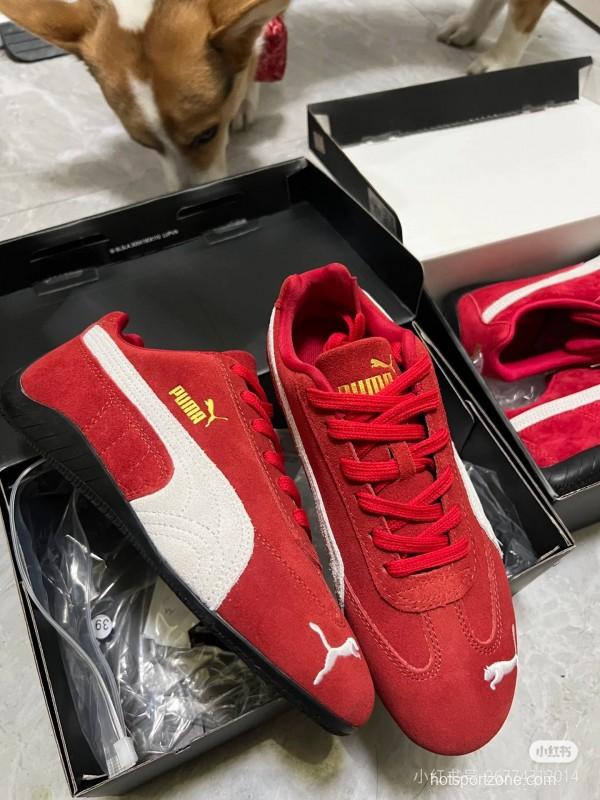 2025 Women Puma Red Suede Leather Sneakers KFY00260