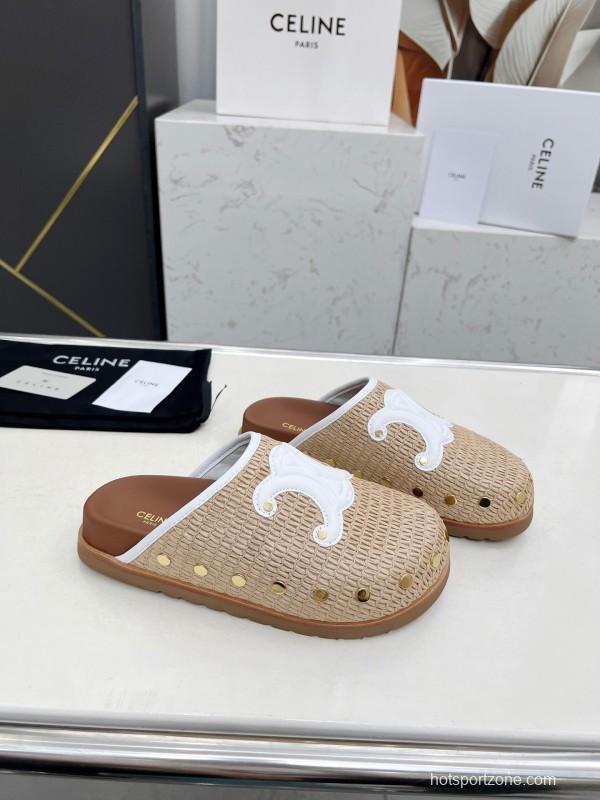 2025 CELINE Beige Leather Slippers LY00241
