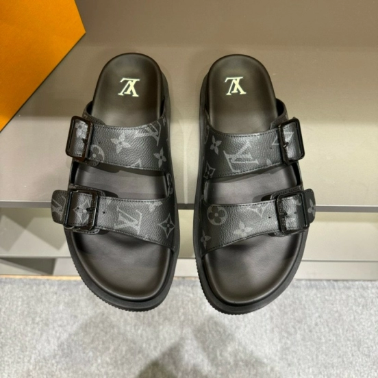 2024 Louis Vuitton Black Leather Slippers MJ00210