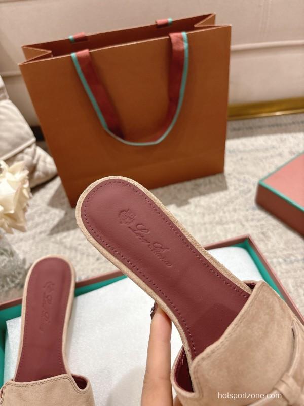 2025 Women LP Beige Suede Slippers LY00270