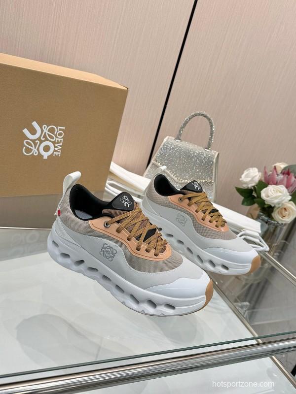 2025 Unisex Loewe White Army Green Orange Blue Black Polyester Mesh Running Shoes Collaboration KFY00300