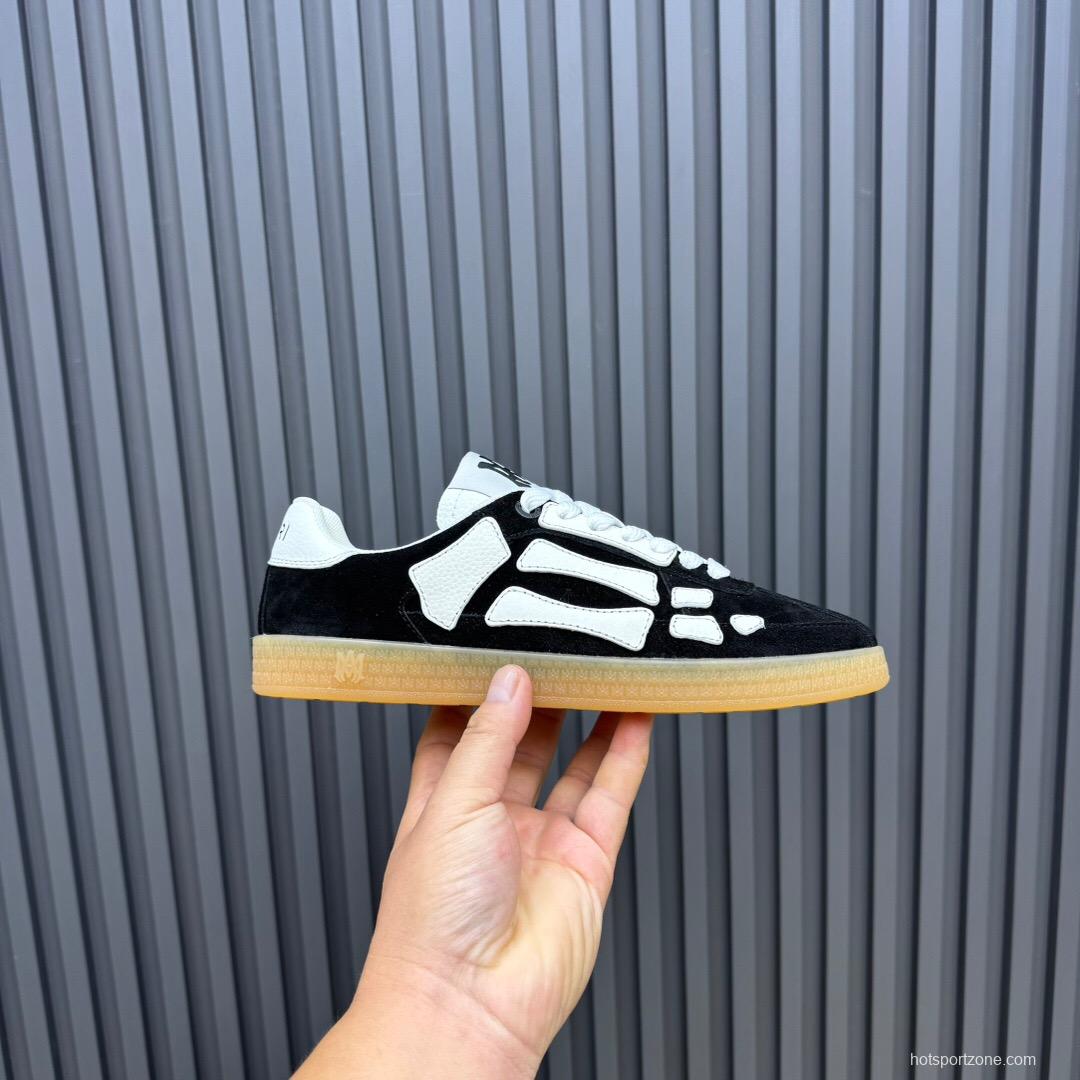 2025 Unisex Amiri Black White Leather Suede Sneakers Skeleton Design LY00280