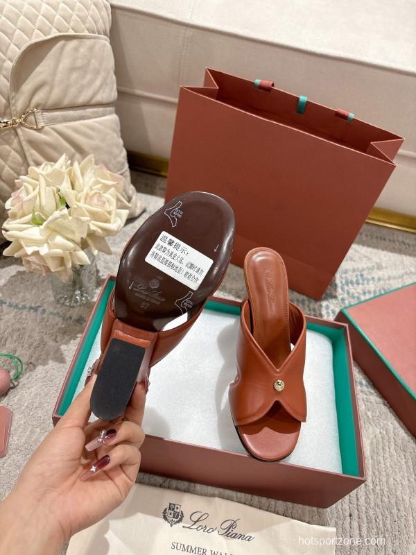 2025 Women Le Parmentier Brown Leather Sandals LY00300
