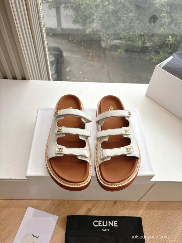 2025 CELINE White Leather Sandals